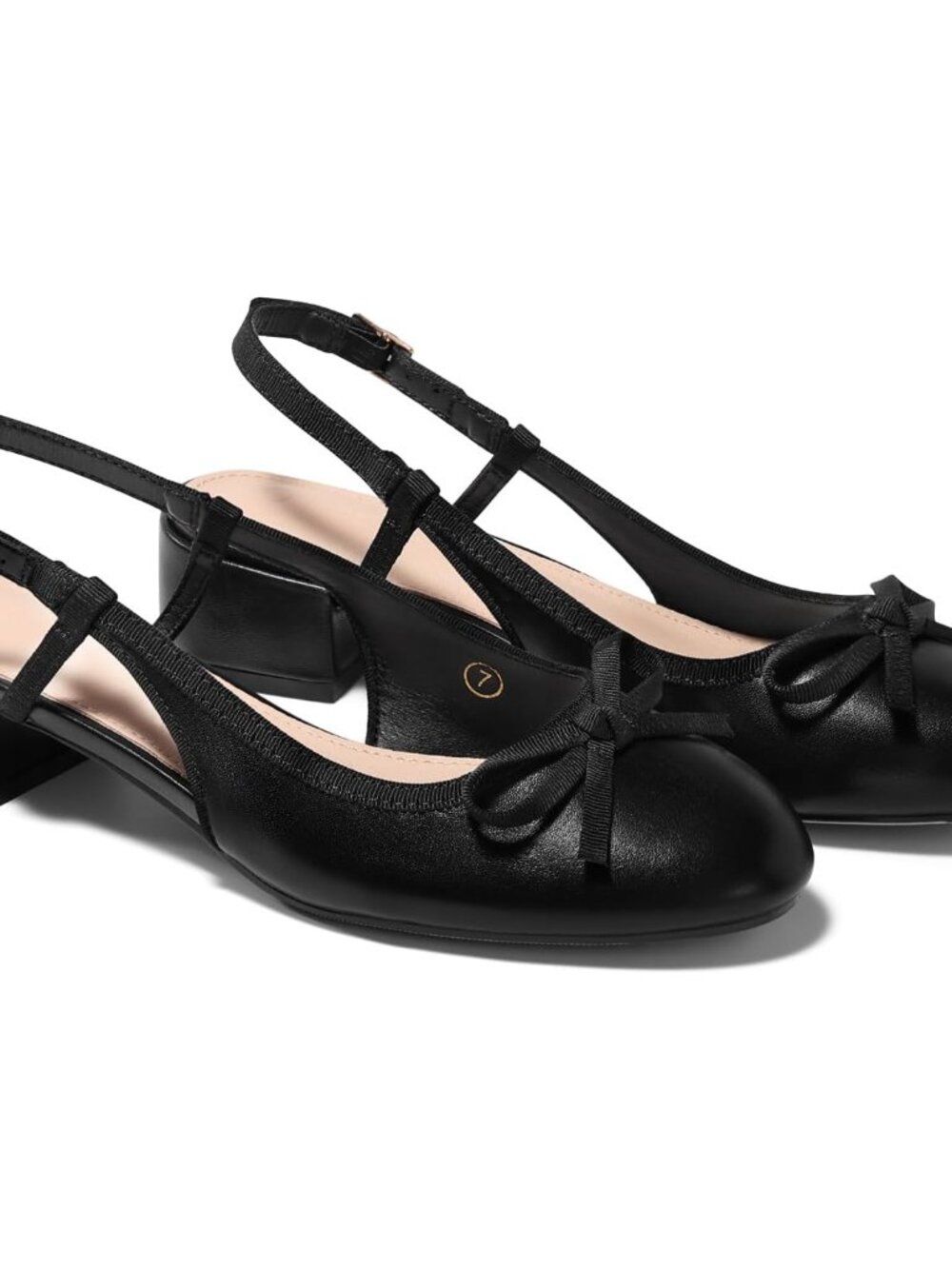 Womens Chunky Low Heels Slingback Ballet Bow Pumps Closed Toe Wedding Dress Shoe